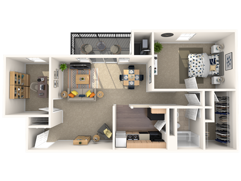 Slate With Den 1 Bedroom 1 Bath